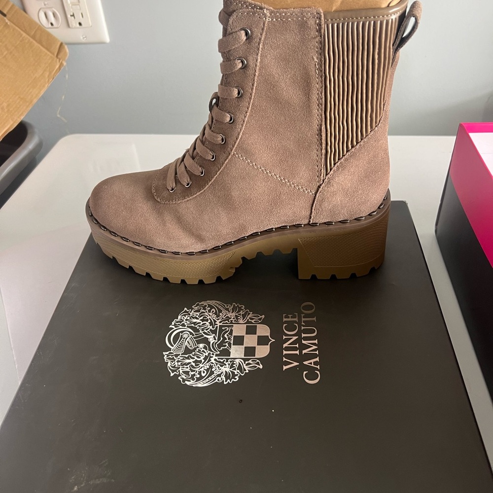 Vince Camuto Tan Ankle Booties with Chunky Sole